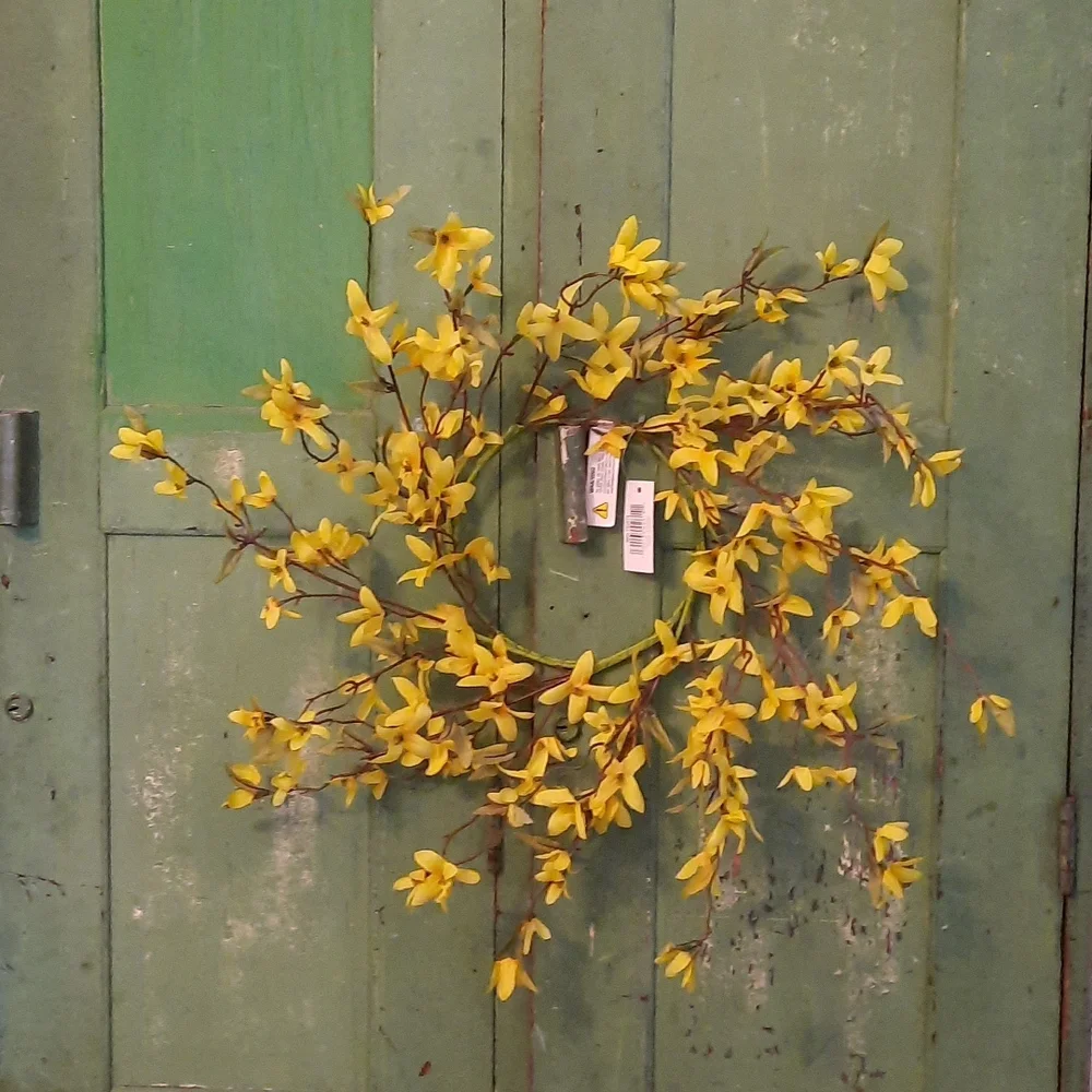 Forsythia Wreath Yellow Flower Spring Easter Everyday Candle Ring Centerpiece